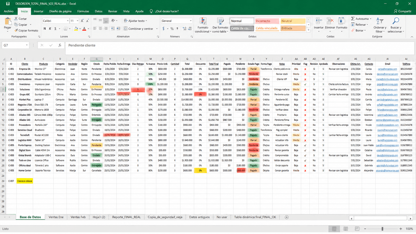 Caos en Excel